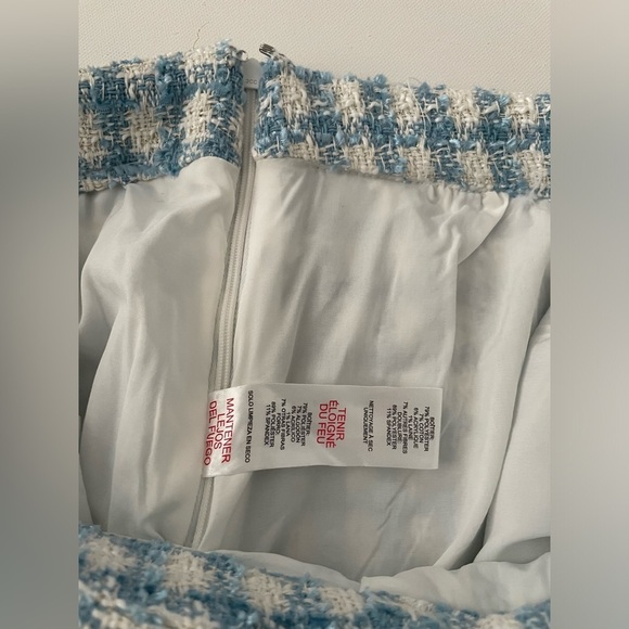 SET JASON WU Boucle Tweed cropped blazer and skort  Blue White Gold Button 8 M - Picture 15 of 16